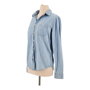 Aeropostale Light Blue Denim Collared Long Sleeve Button Down Blouse Shirt Top